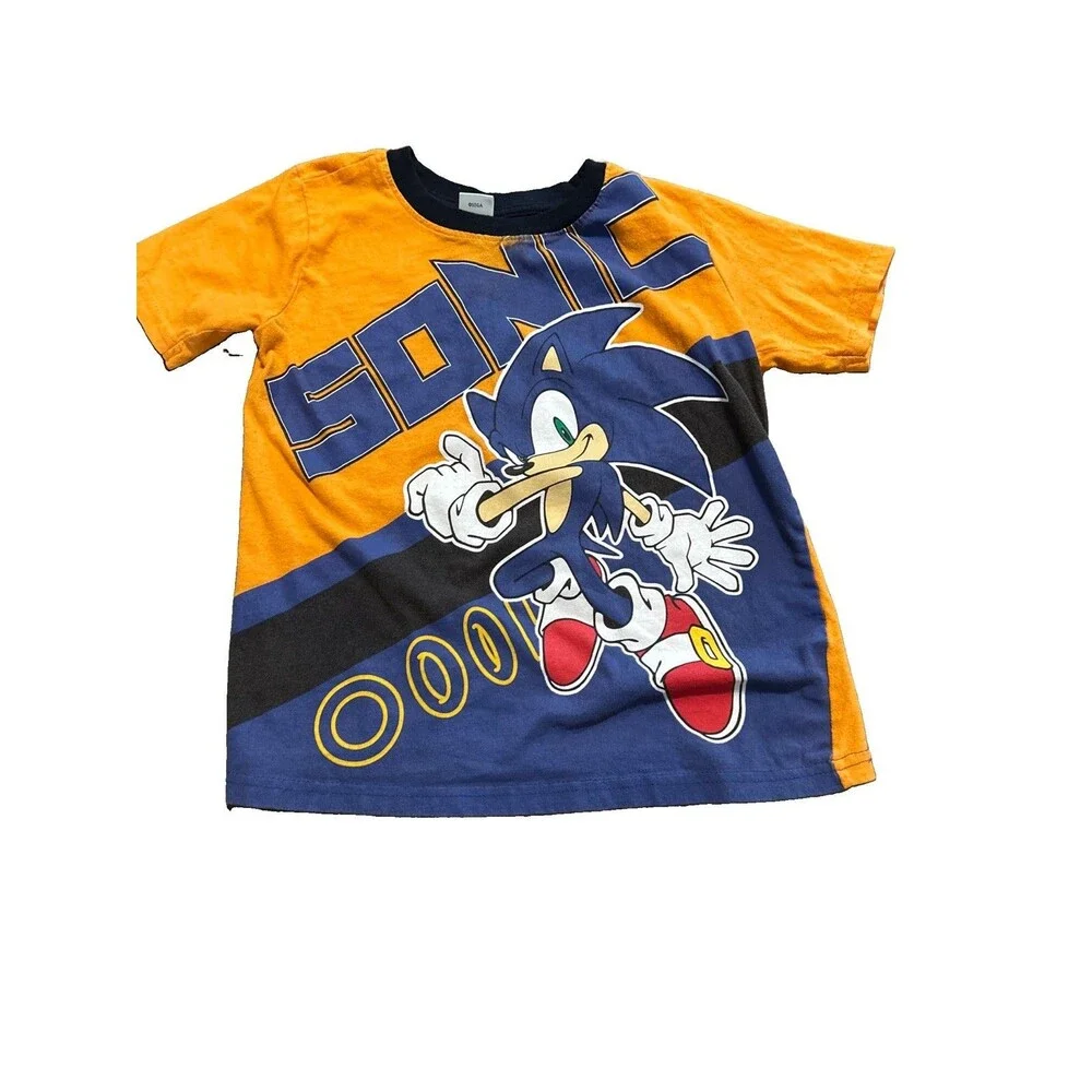 Sonic The Hedgehog Orange Navy Short Sleeve Shirt And Jogging Pants Size 7
